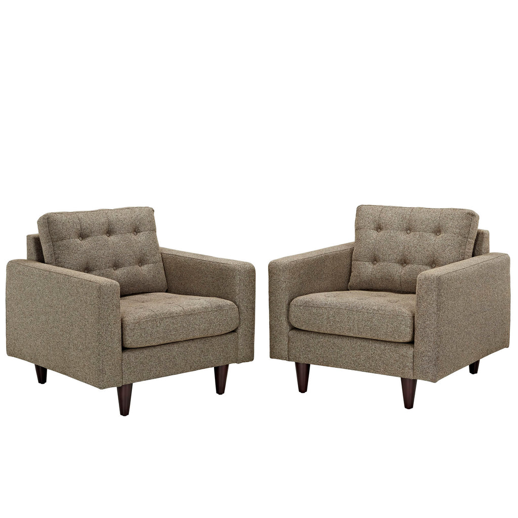 Empress Armchair Upholstered Fabric Set of 2 in Oatmeal