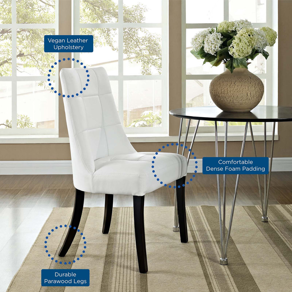 Noblesse Dining Chair Vinyl Set of 2 in White