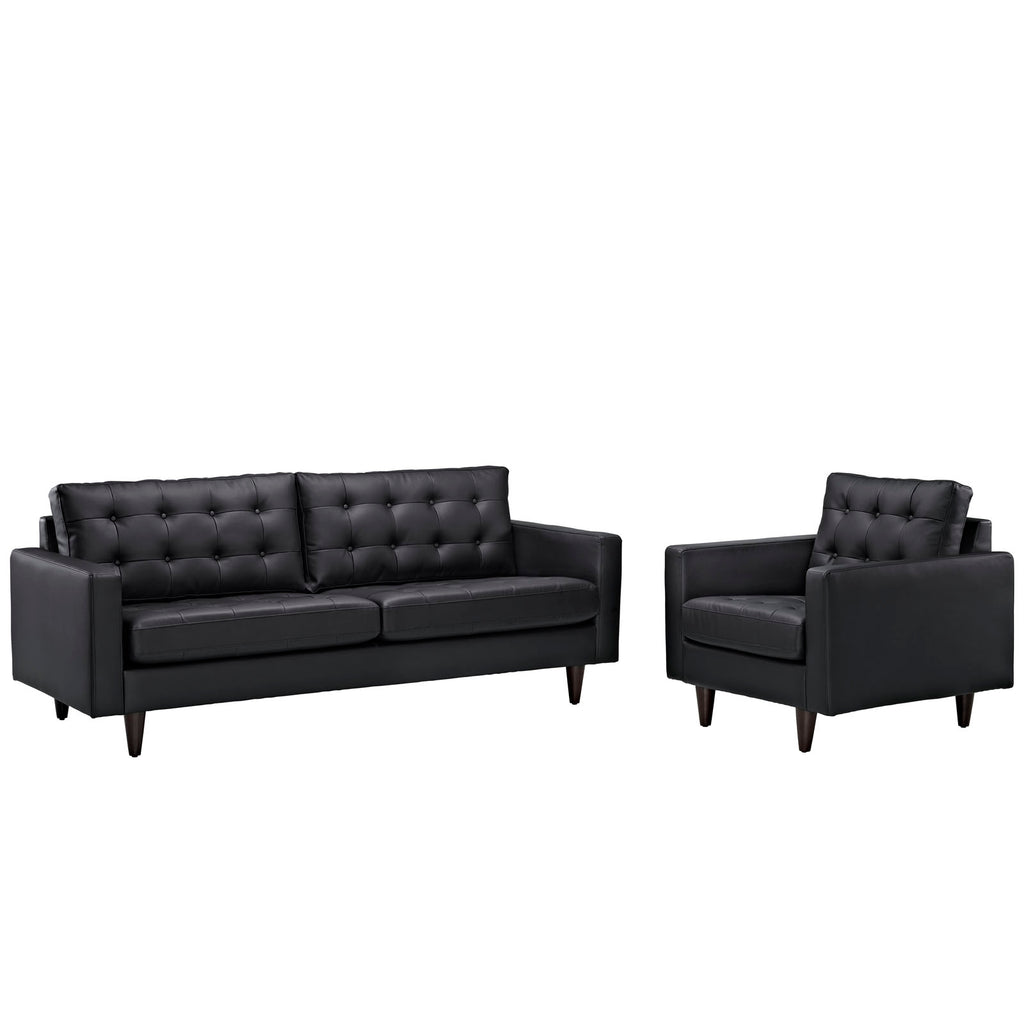 Empress Sofa and Armchair Set of 2 in Black