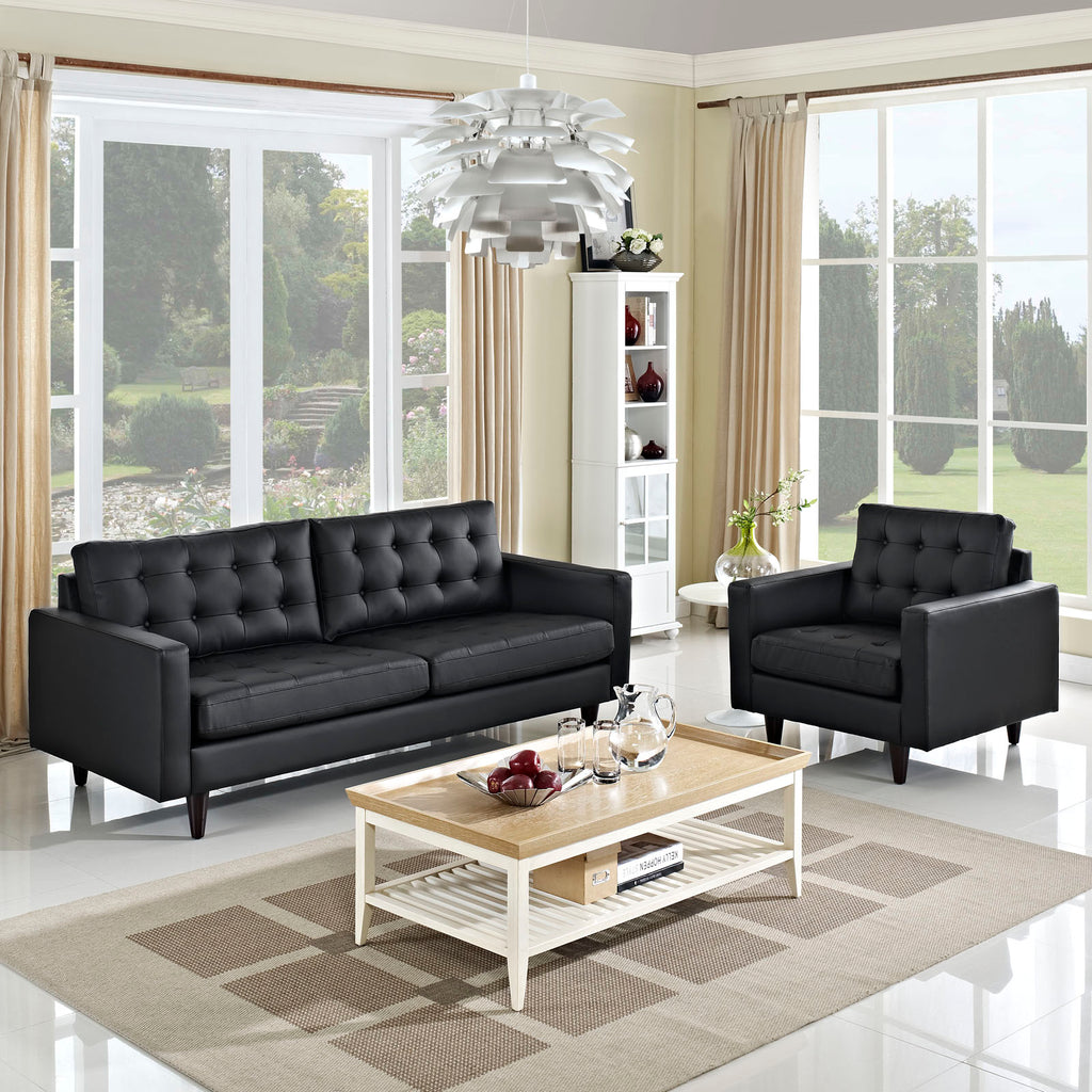 Empress Sofa and Armchair Set of 2 in Black