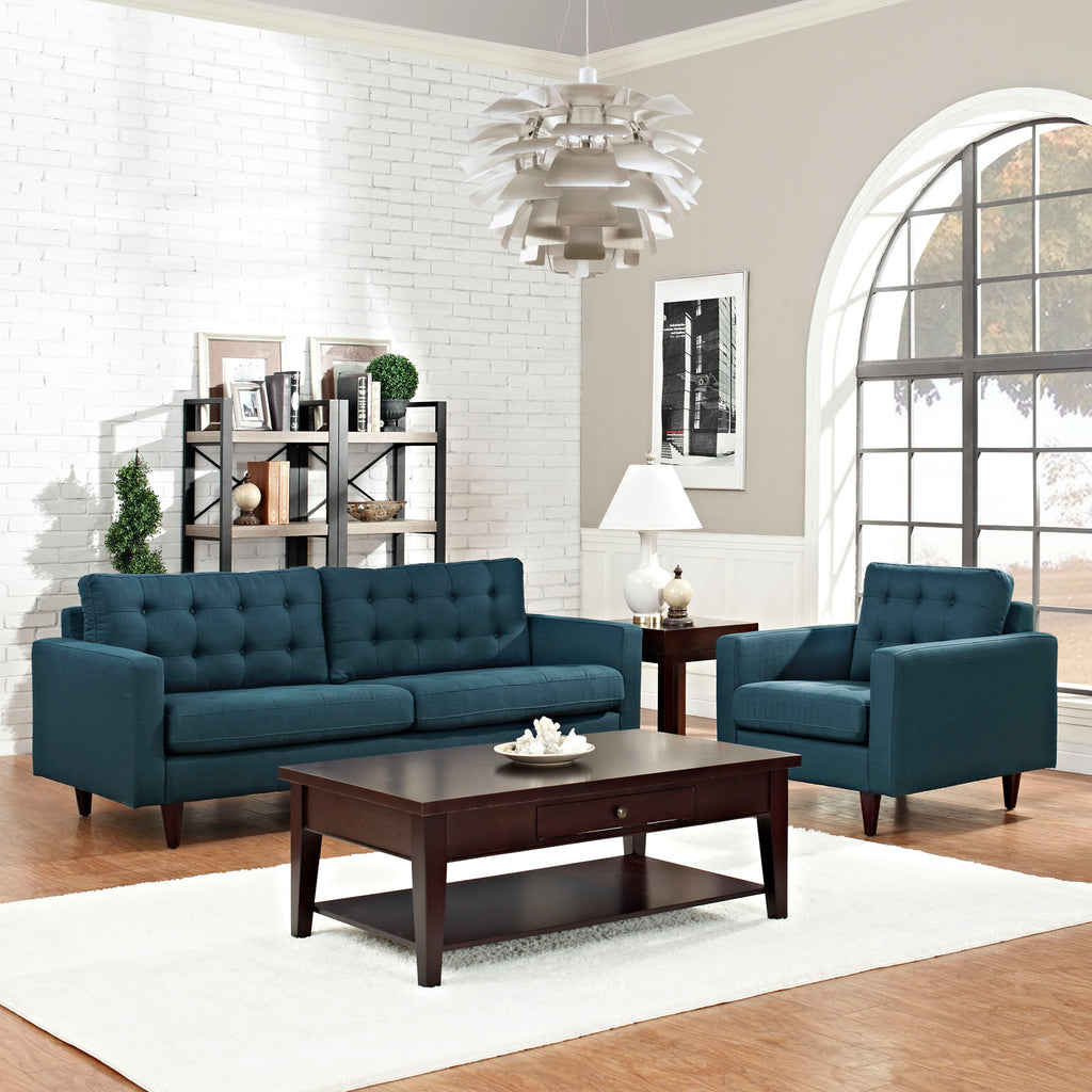 Empress Armchair and Sofa Set of 2 in Azure