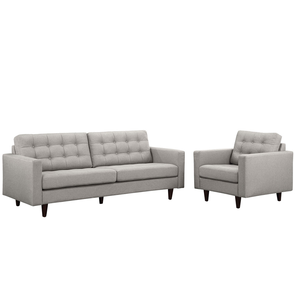 Empress Armchair and Sofa Set of 2 in Light Gray