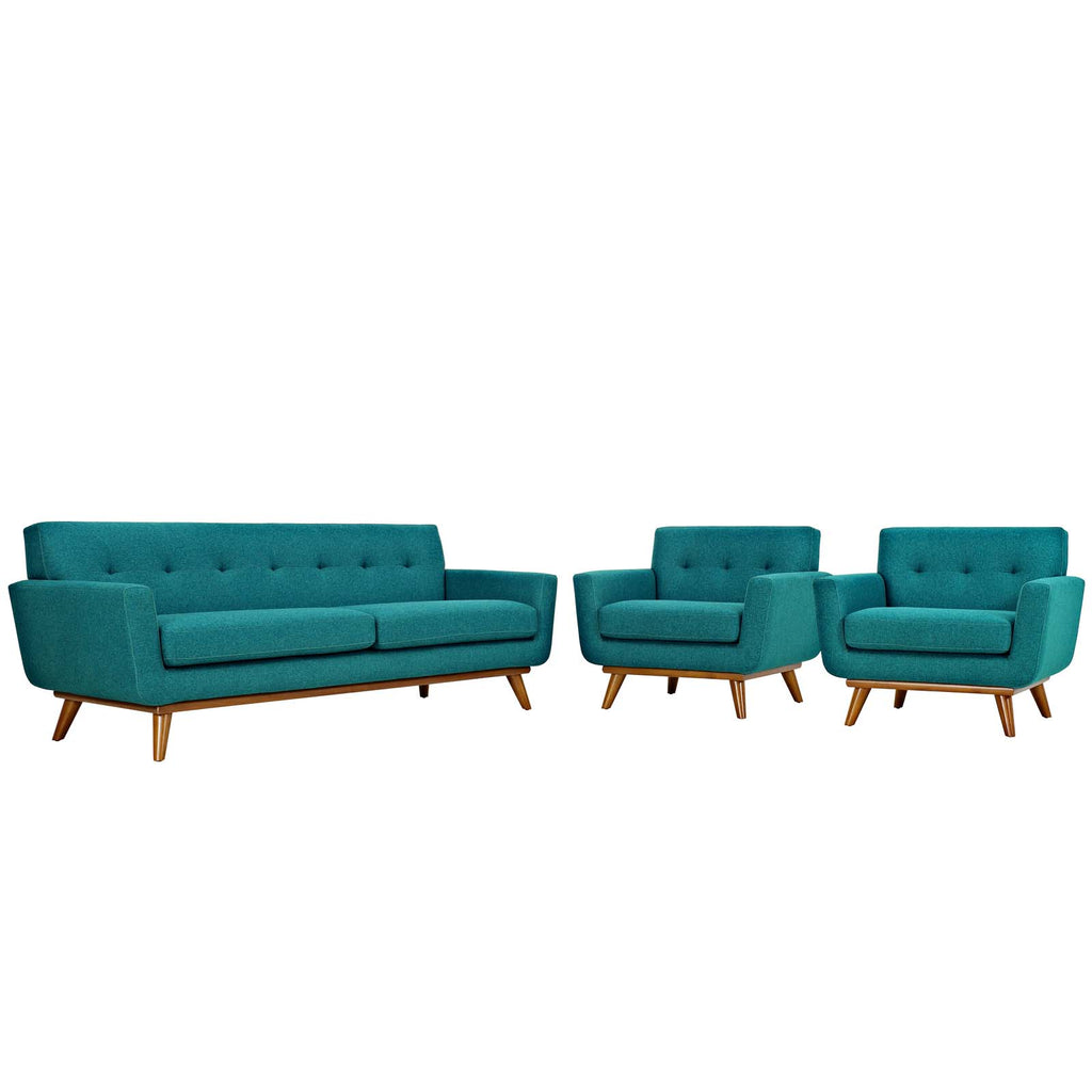 Engage Armchairs and Sofa Set of 3 in Teal