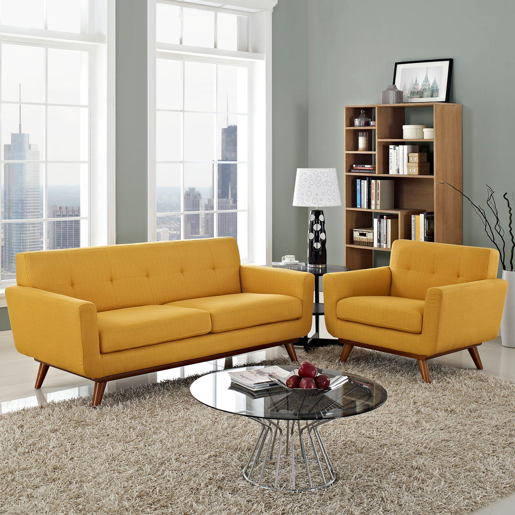 Engage Armchair and Loveseat Set of 2 in Citrus