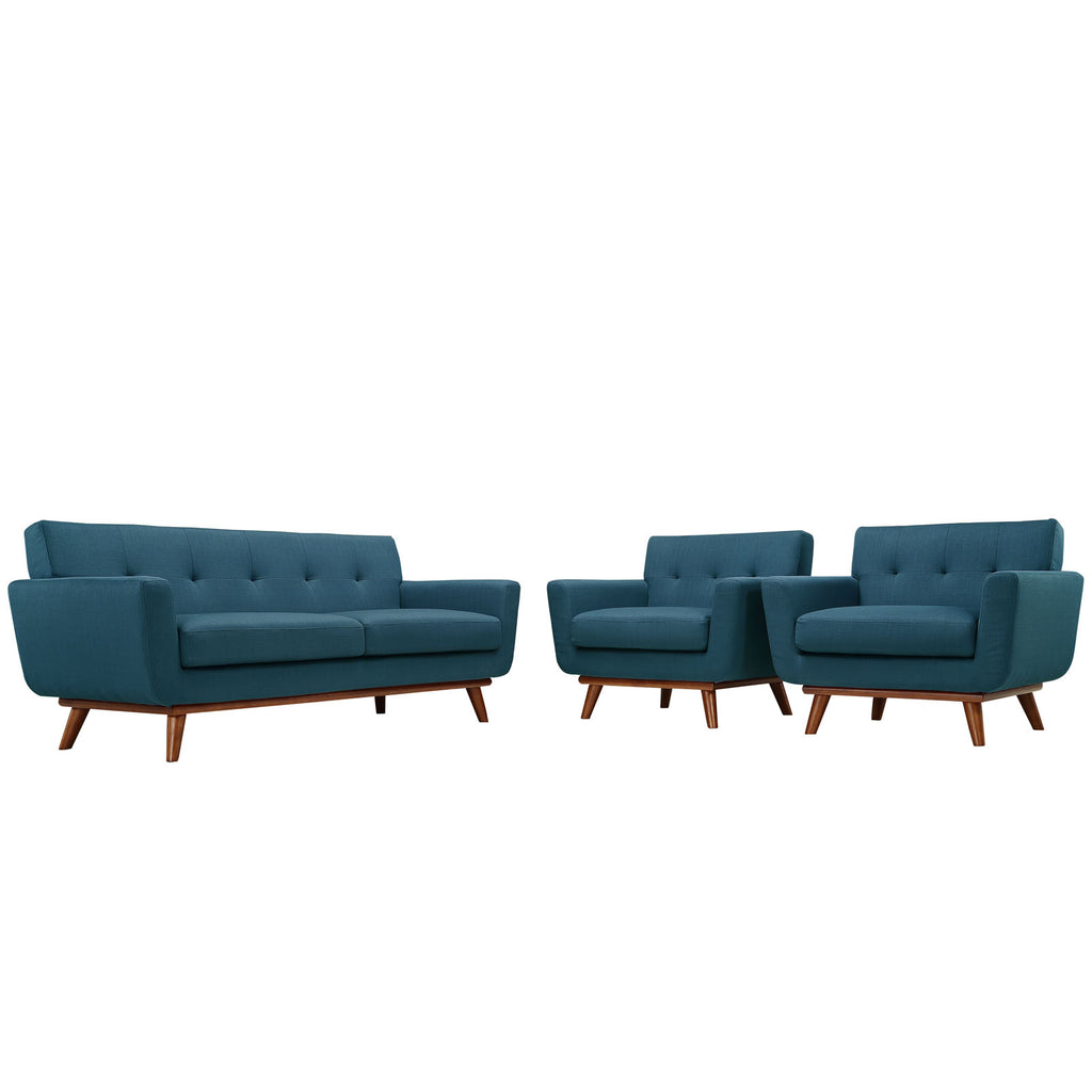 Engage Armchairs and Loveseat Set of 3 in Azure