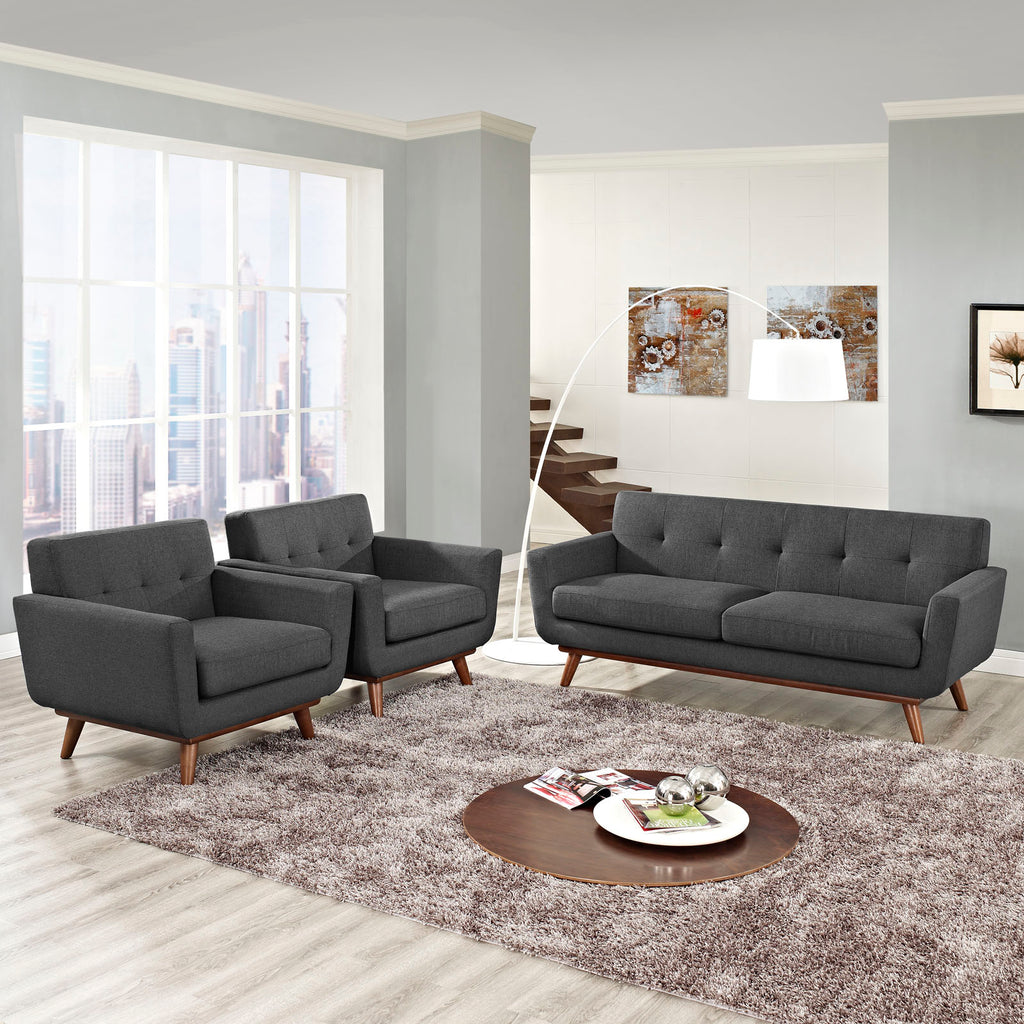 Engage Armchairs and Loveseat Set of 3 in Gray