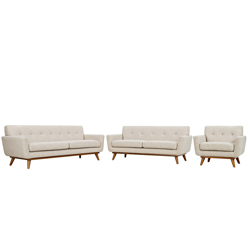 Engage Sofa Loveseat and Armchair Set of 3 in Beige