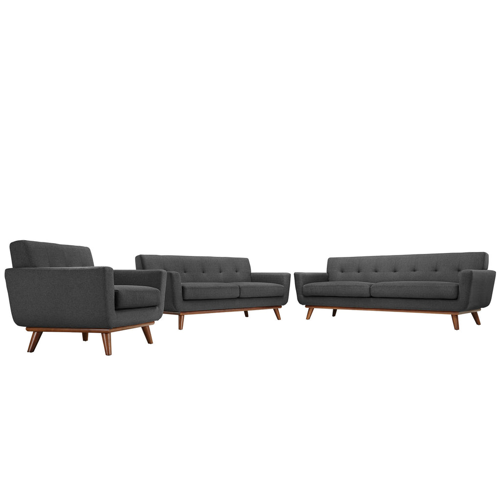 Engage Sofa Loveseat and Armchair Set of 3 in Gray