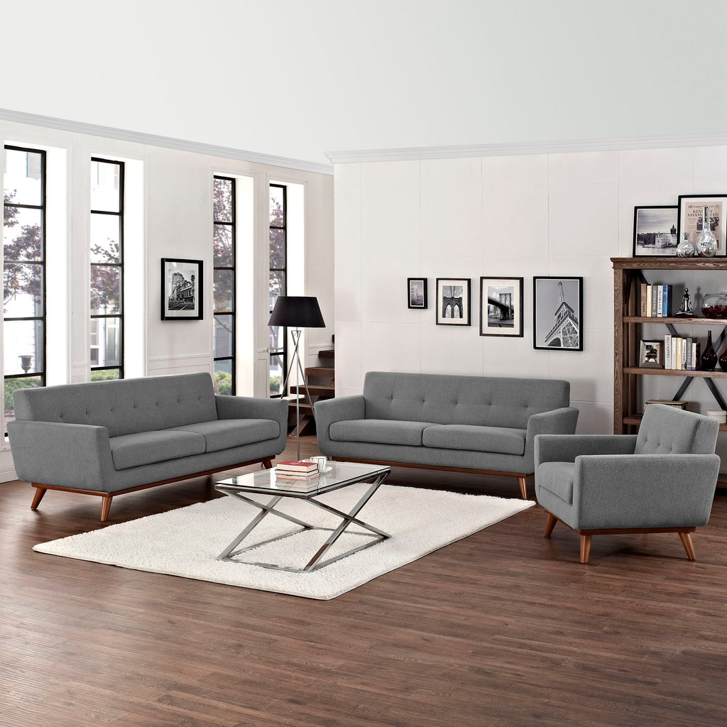 Engage Sofa Loveseat and Armchair Set of 3 in Expectation Gray