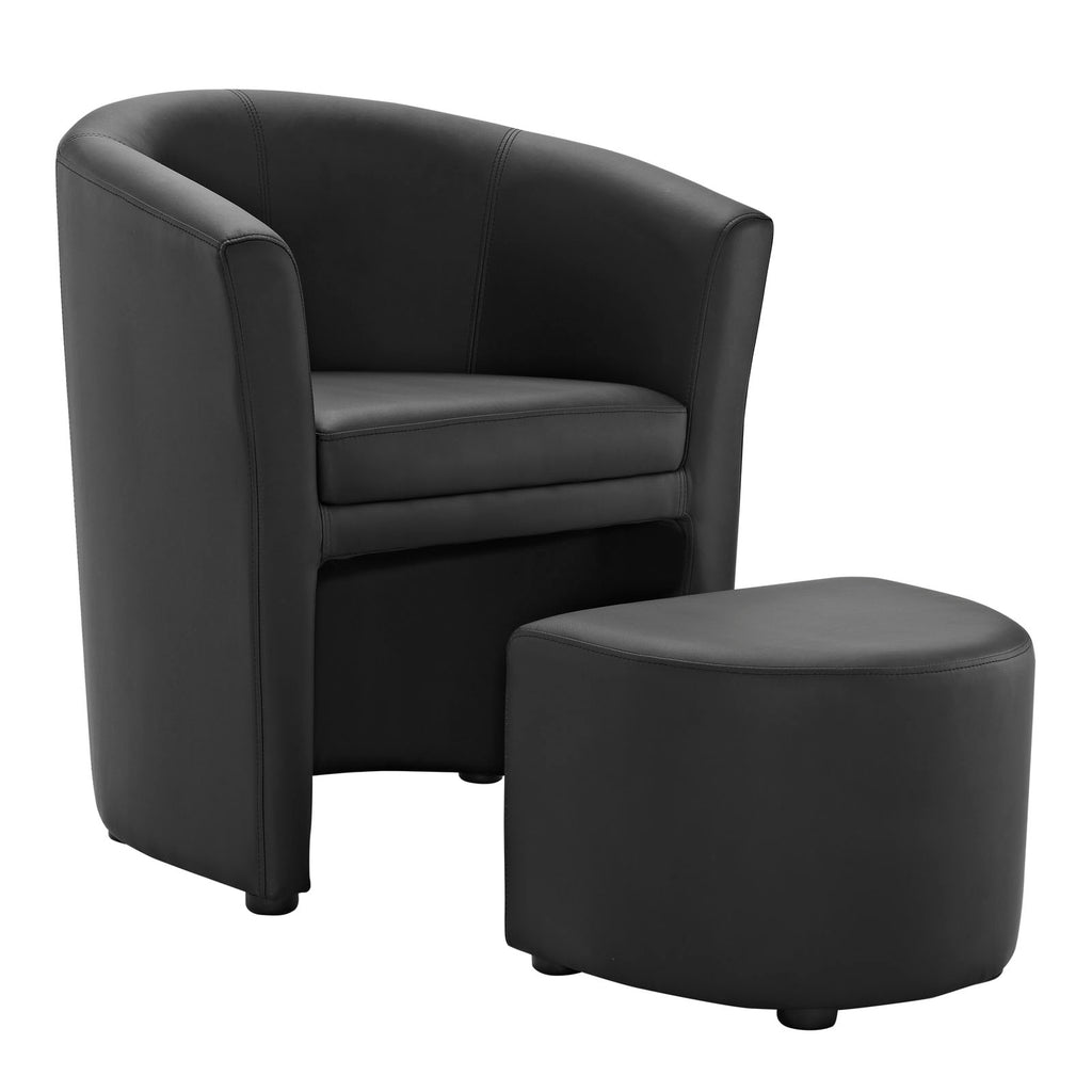 Divulge Armchair and Ottoman in Black