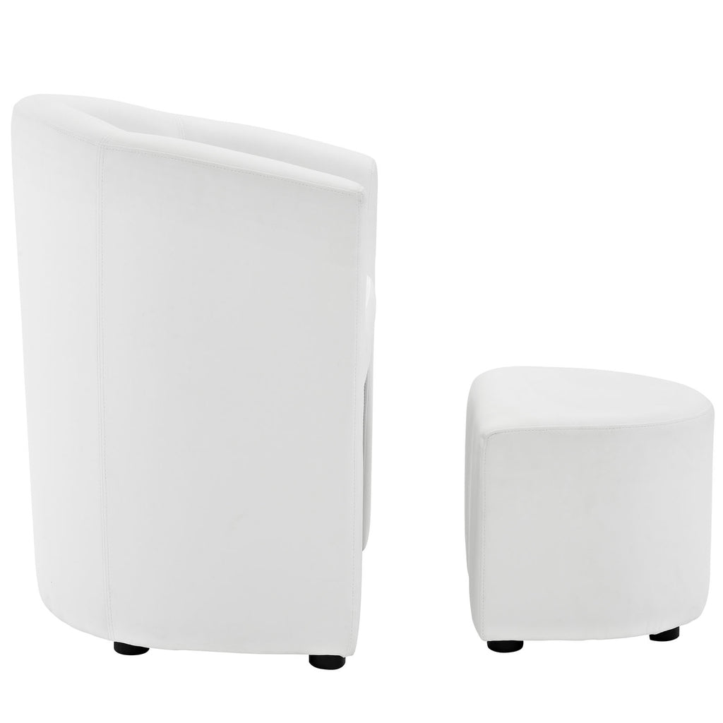 Divulge Armchair and Ottoman in White