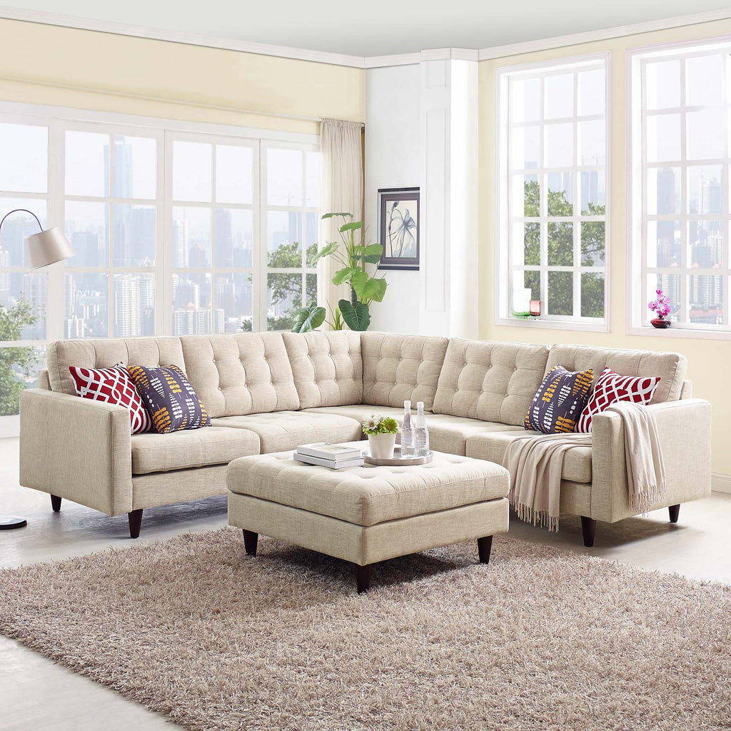 Empress 3 Piece Upholstered Fabric Sectional Sofa Set in Beige