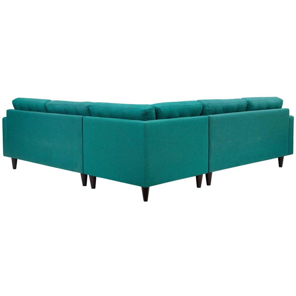 Empress 3 Piece Upholstered Fabric Sectional Sofa Set in Teal