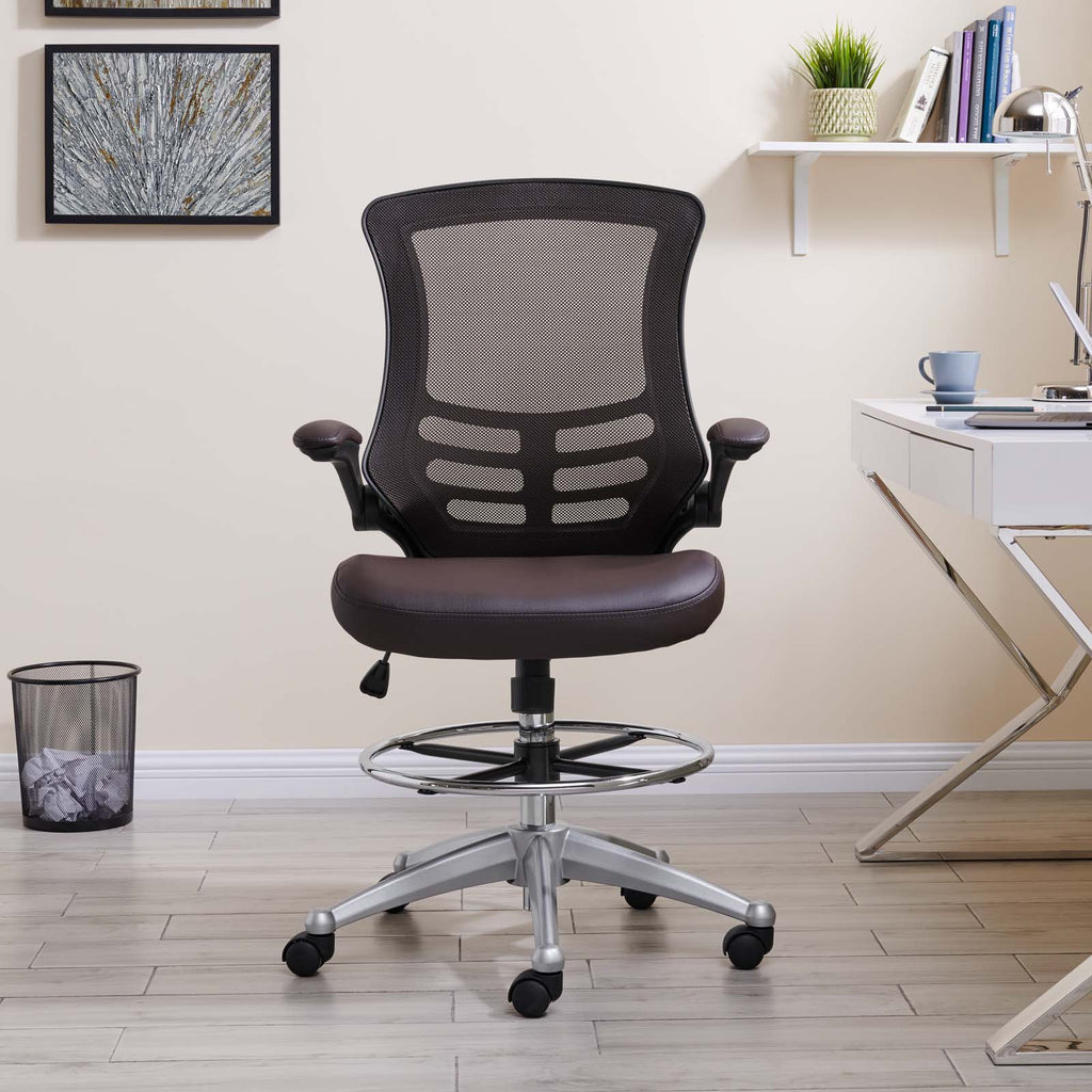 Attainment Vinyl Drafting Chair in Brown