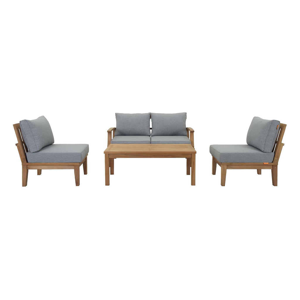 Marina 5 Piece Outdoor Patio Teak Set in Natural Gray-1