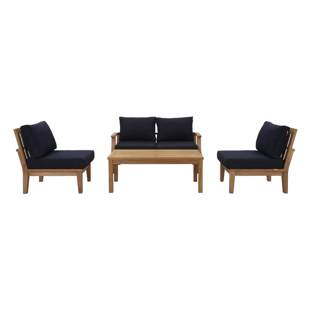 Marina 5 Piece Outdoor Patio Teak Set in Natural Navy-1