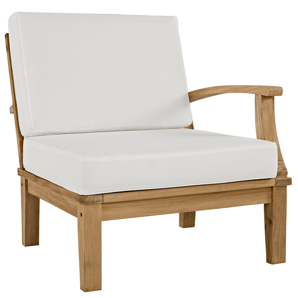 Marina 5 Piece Outdoor Patio Teak Set in Natural White-1