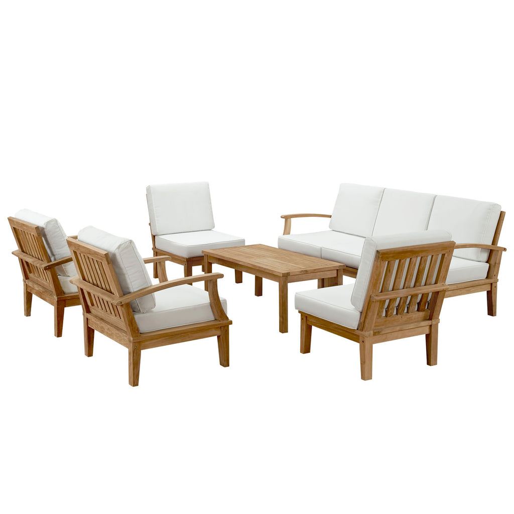 Marina 8 Piece Outdoor Patio Teak Set in Natural White-2