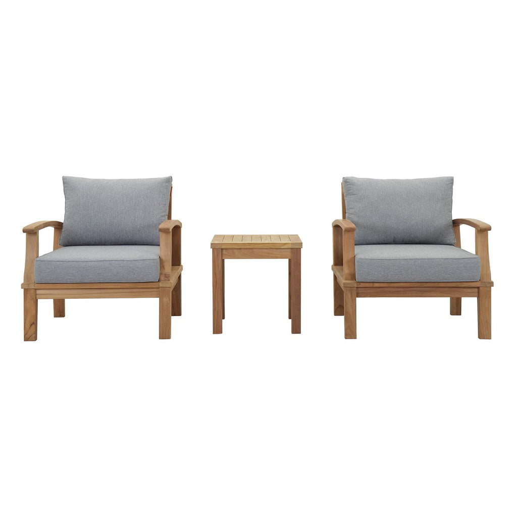 Marina 3 Piece Outdoor Patio Teak Set in Natural Gray-2