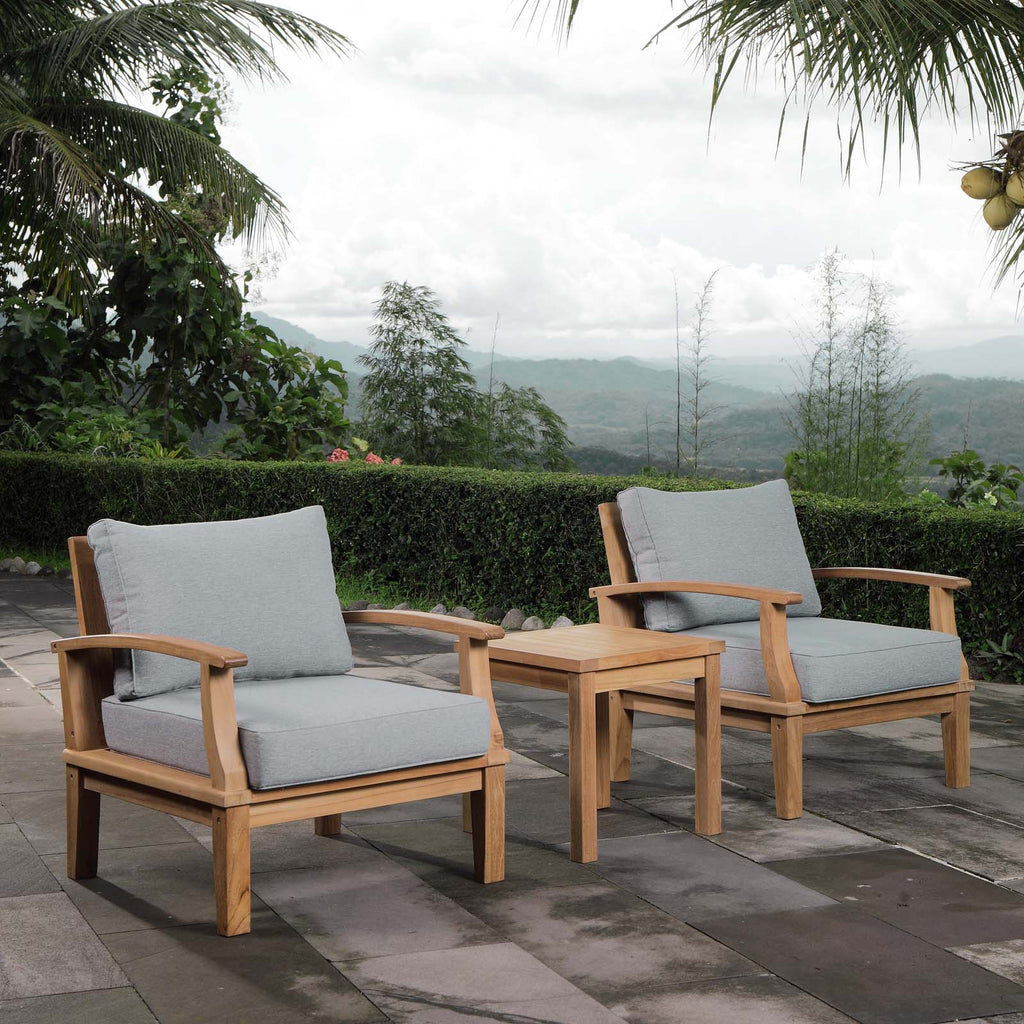 Marina 3 Piece Outdoor Patio Teak Set in Natural Gray-2