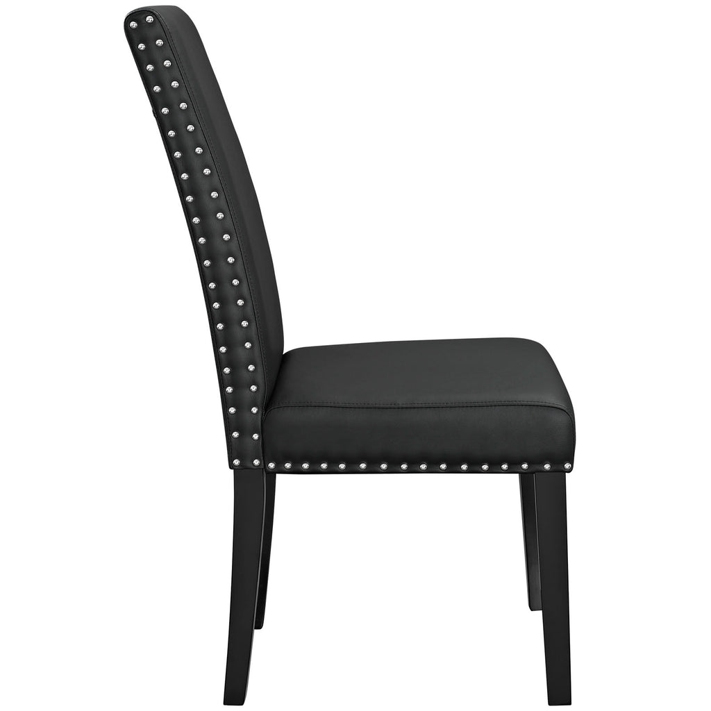 Parcel Dining Faux Leather Side Chair in Black