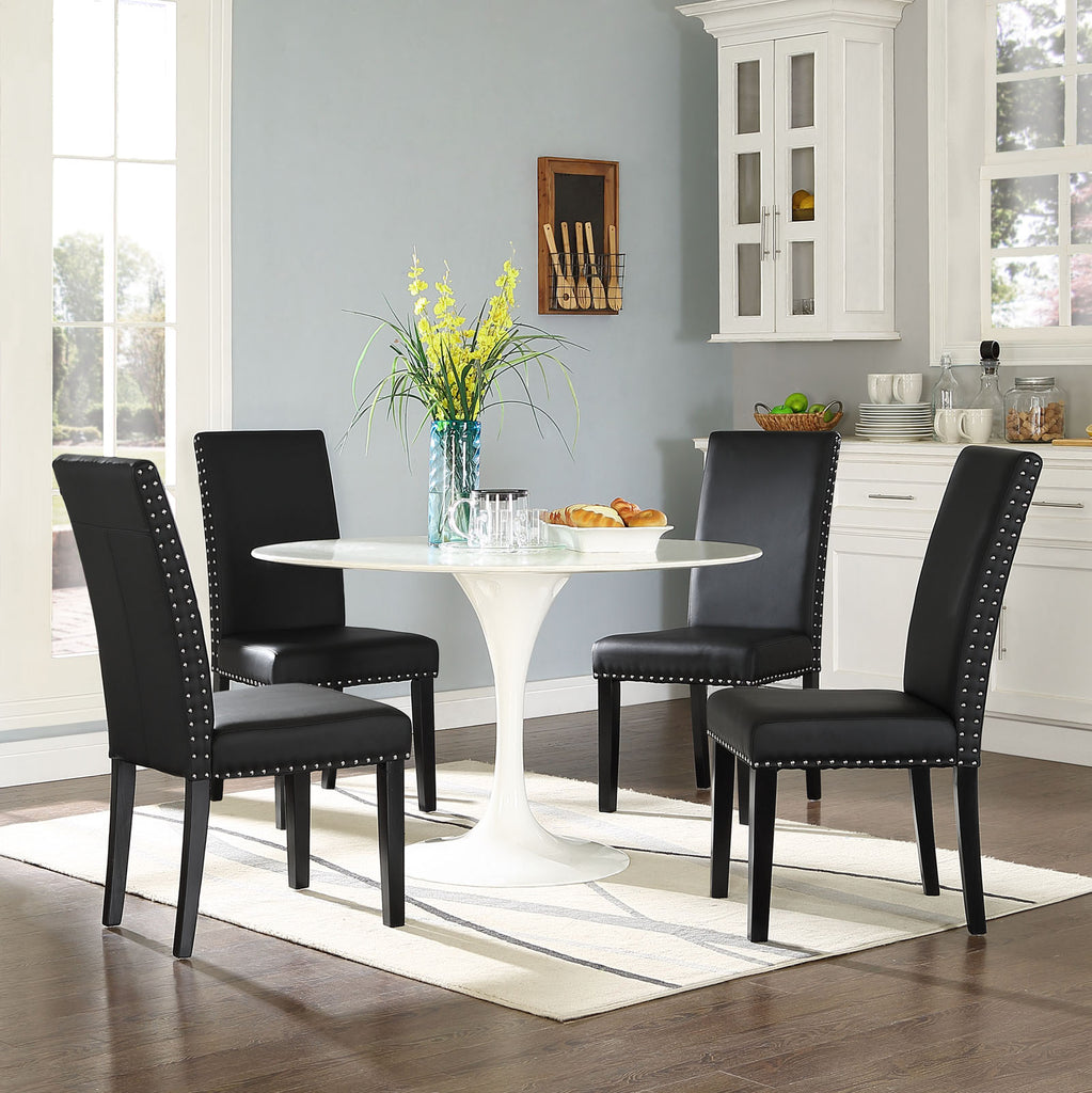 Parcel Dining Faux Leather Side Chair in Black