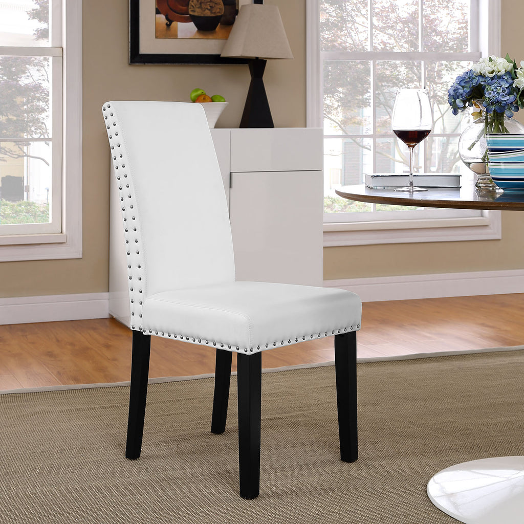 Parcel Dining Faux Leather Side Chair in White