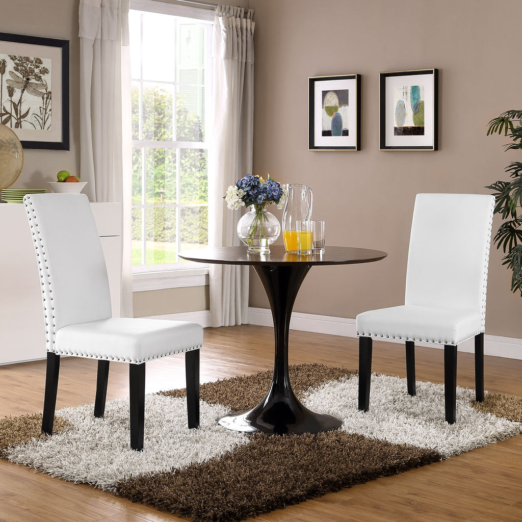 Parcel Dining Faux Leather Side Chair in White