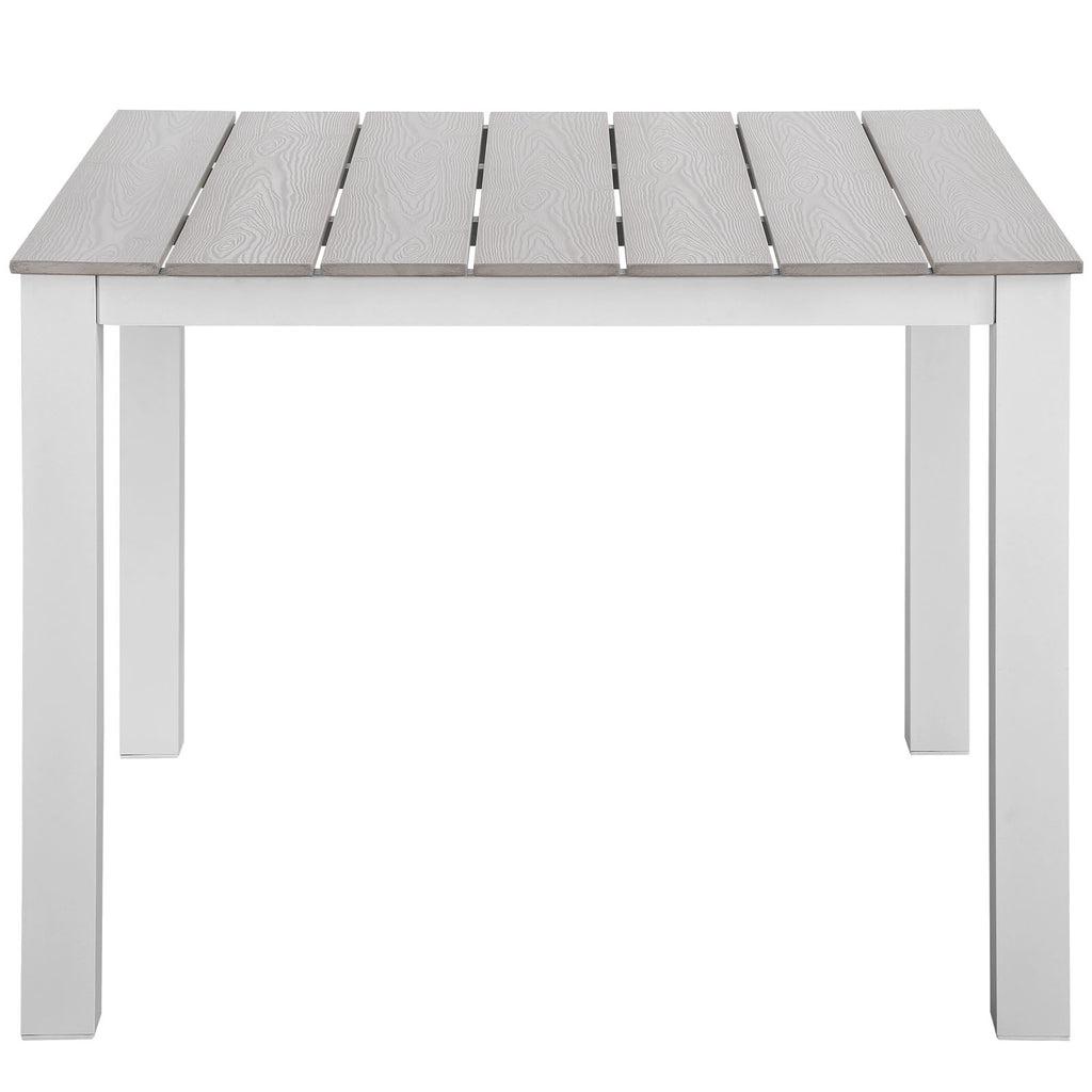 Maine 40" Outdoor Patio Dining Table in White Light Gray