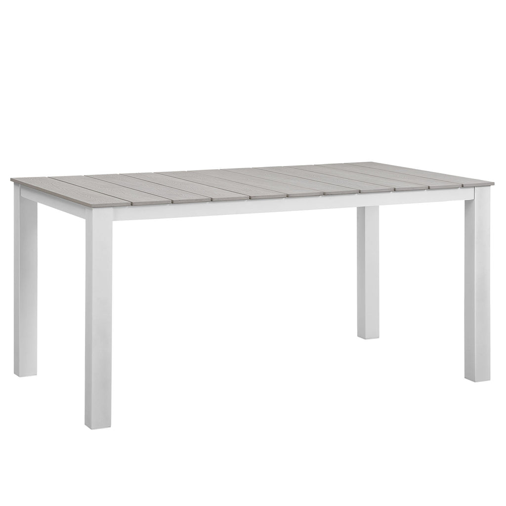 Maine 63" Outdoor Patio Dining Table in White Light Gray