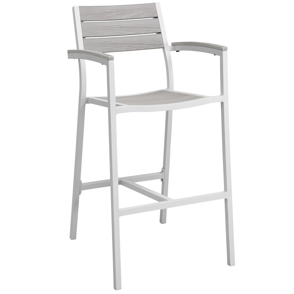 Maine Outdoor Patio Bar Stool in White Light Gray
