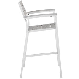 Maine Outdoor Patio Bar Stool in White Light Gray