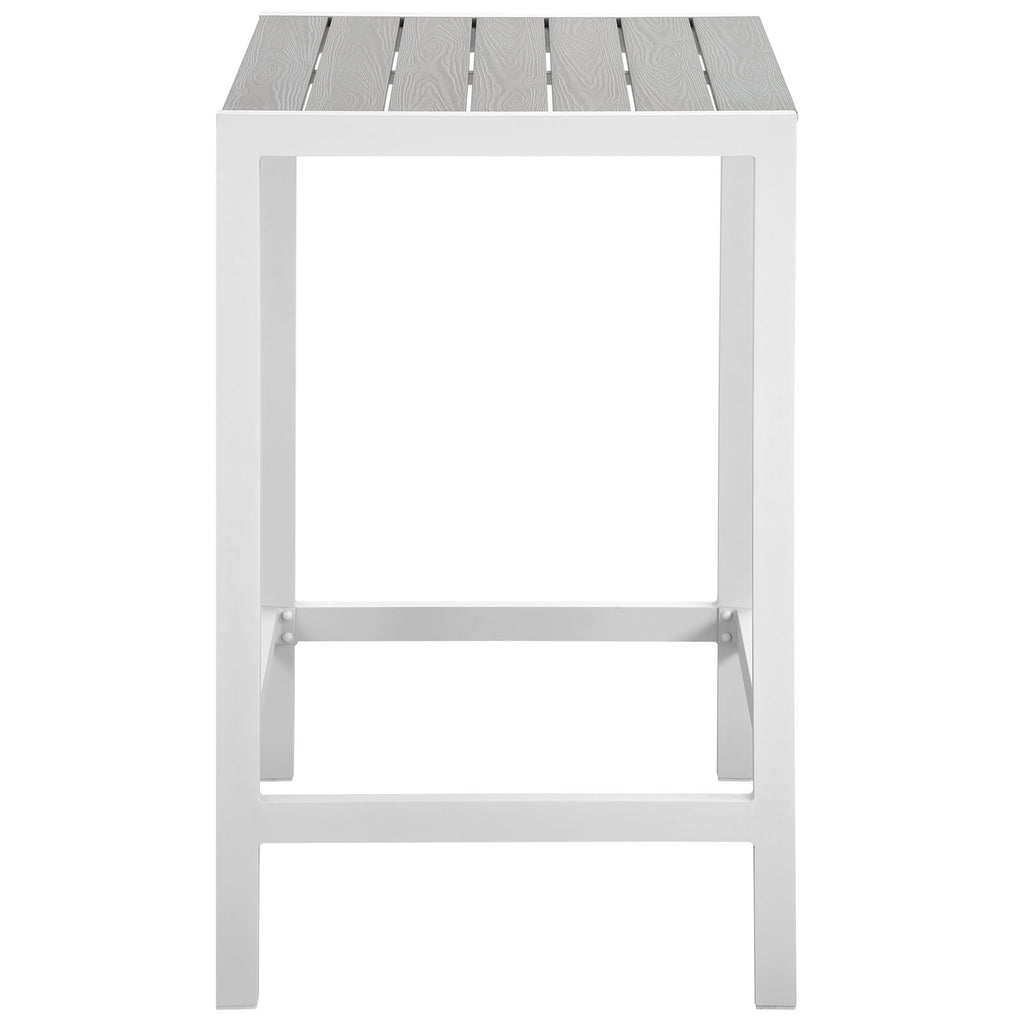 Maine Outdoor Patio Bar Table in White Light Gray