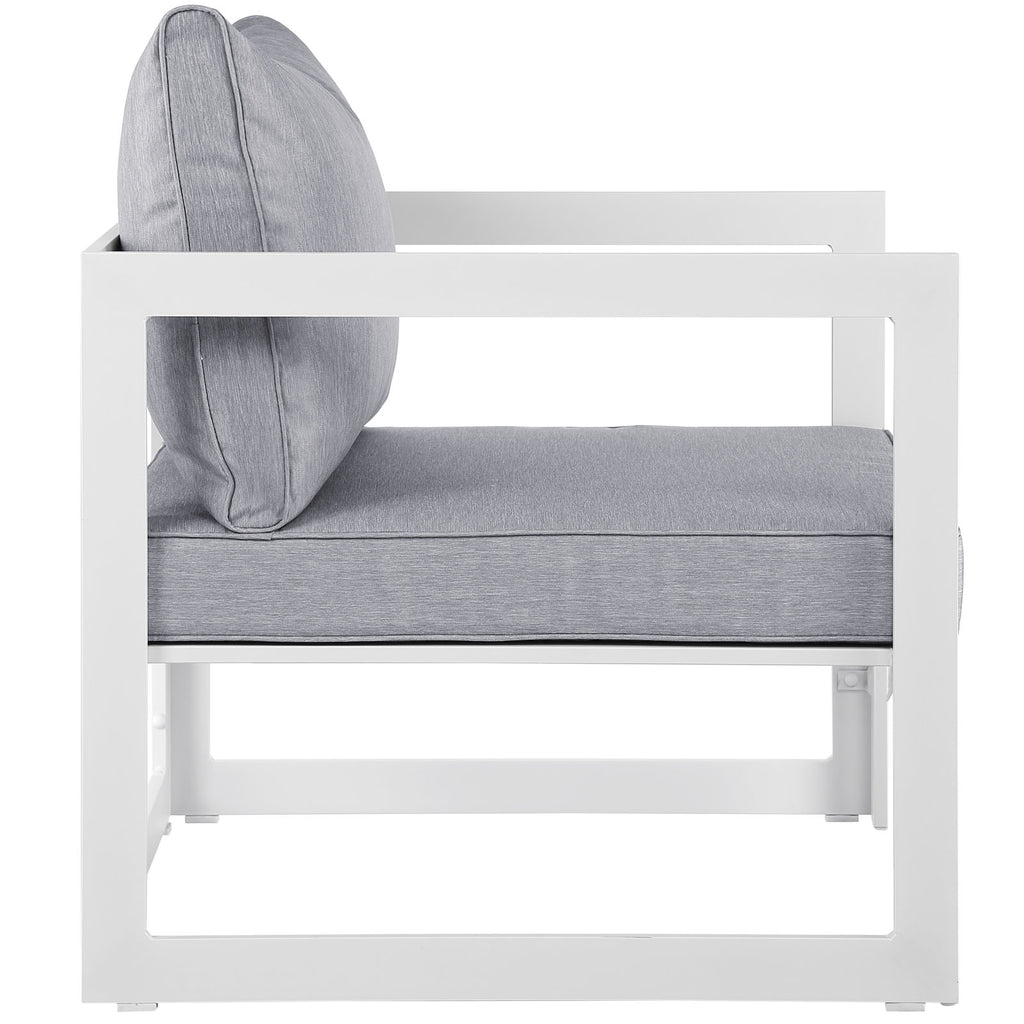 Fortuna Outdoor Patio Armchair in White Gray