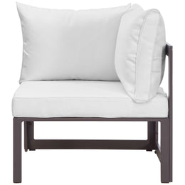 Fortuna Corner Outdoor Patio Armchair in Brown White