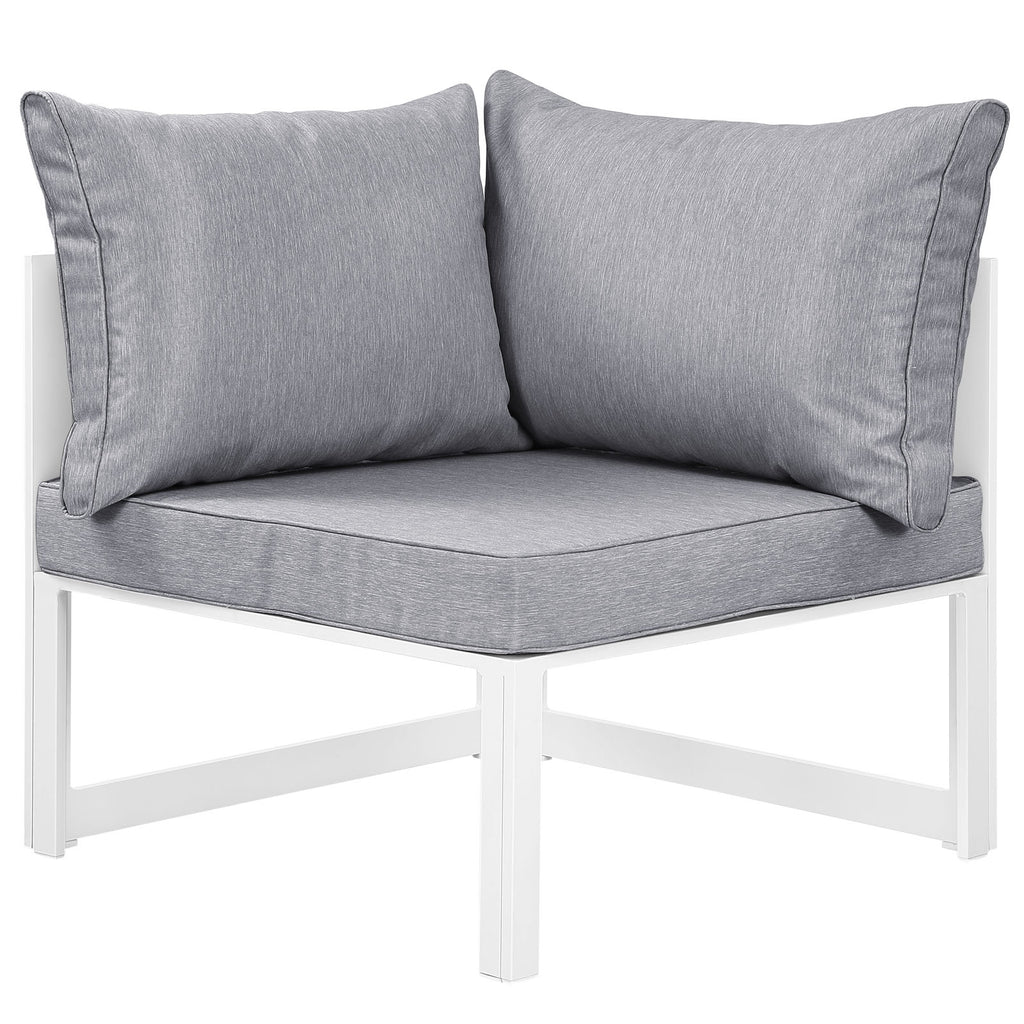Fortuna Corner Outdoor Patio Armchair in White Gray