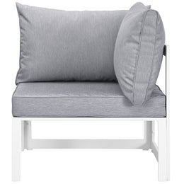 Fortuna Corner Outdoor Patio Armchair in White Gray