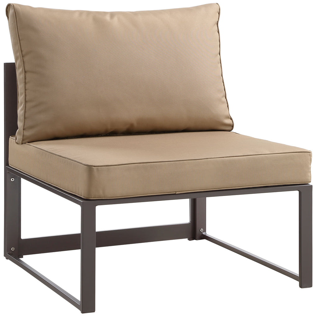 Fortuna Armless Outdoor Patio Chair in Brown Mocha