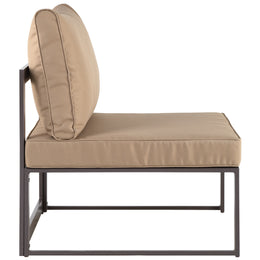 Fortuna Armless Outdoor Patio Chair in Brown Mocha