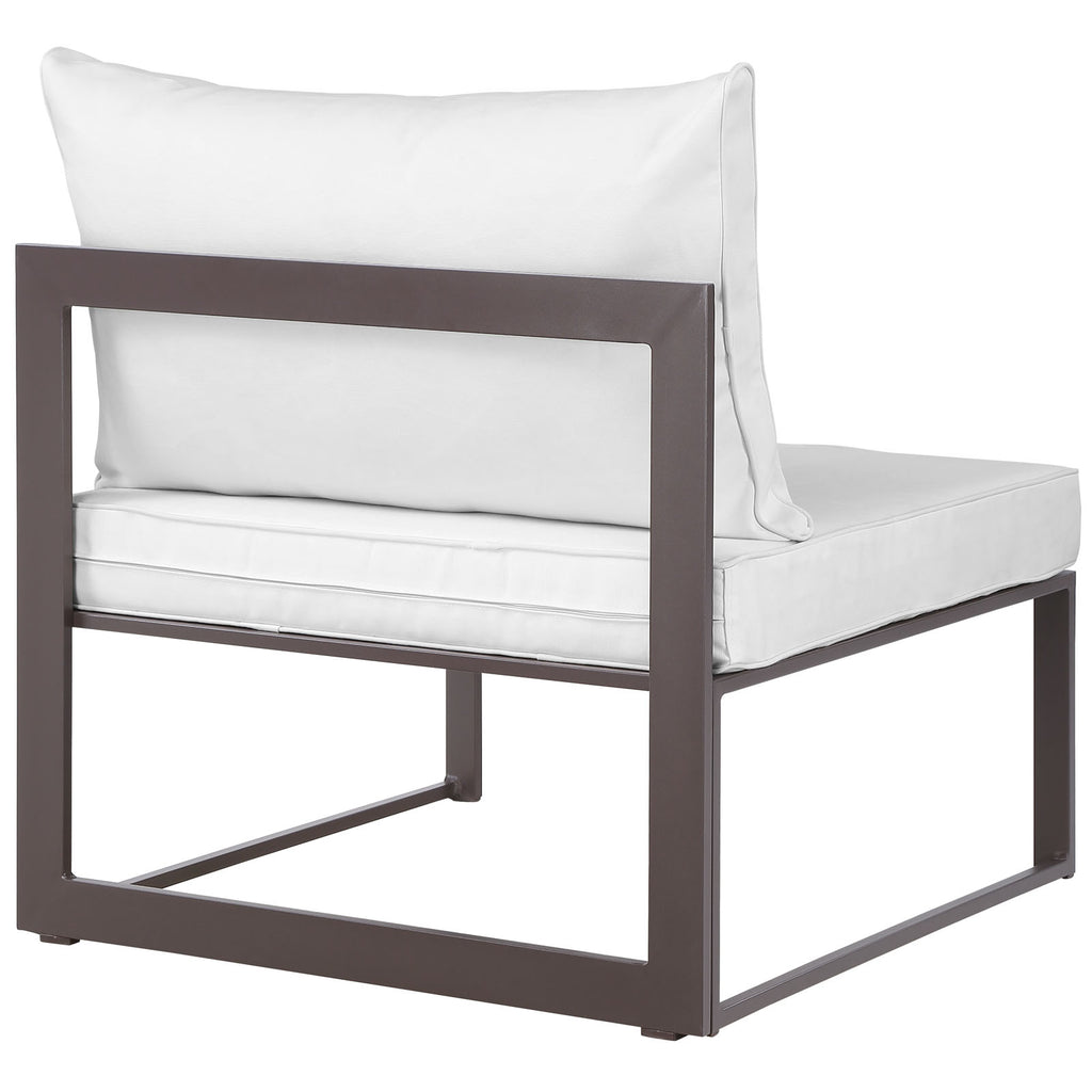 Fortuna Armless Outdoor Patio Chair in Brown White