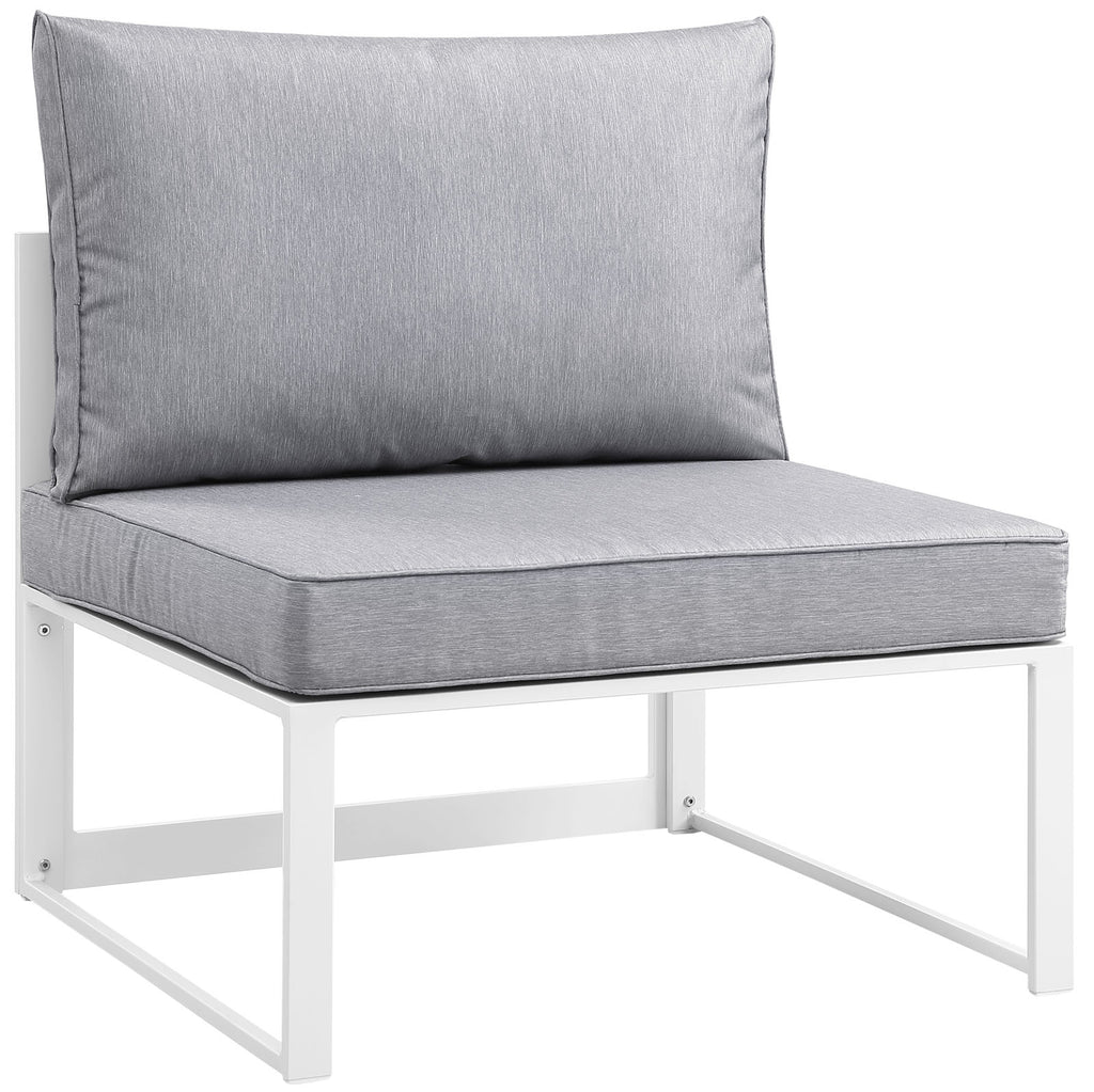 Fortuna Armless Outdoor Patio Chair in White Gray