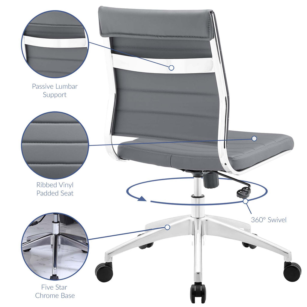 Jive Armless Mid Back Office Chair in Gray