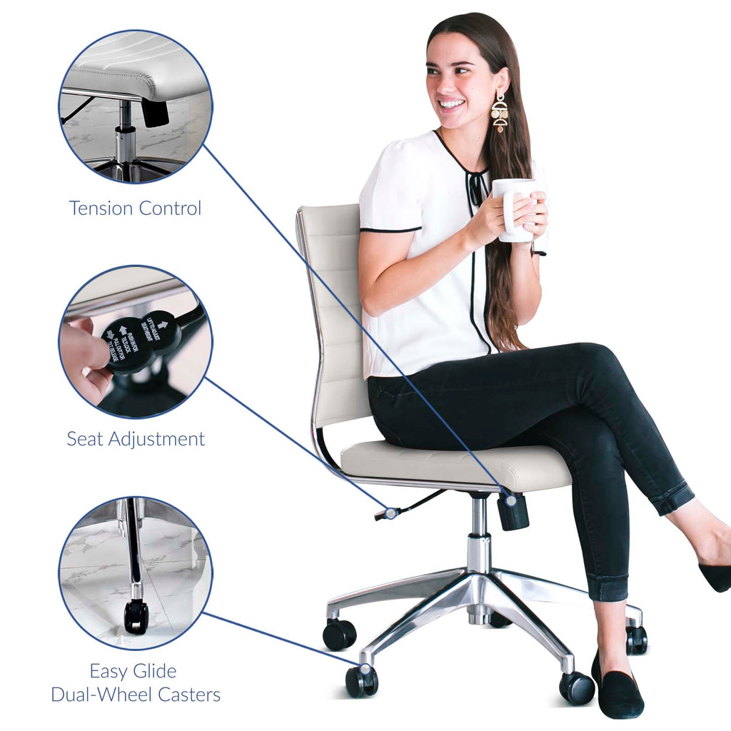 Jive Armless Mid Back Office Chair in White