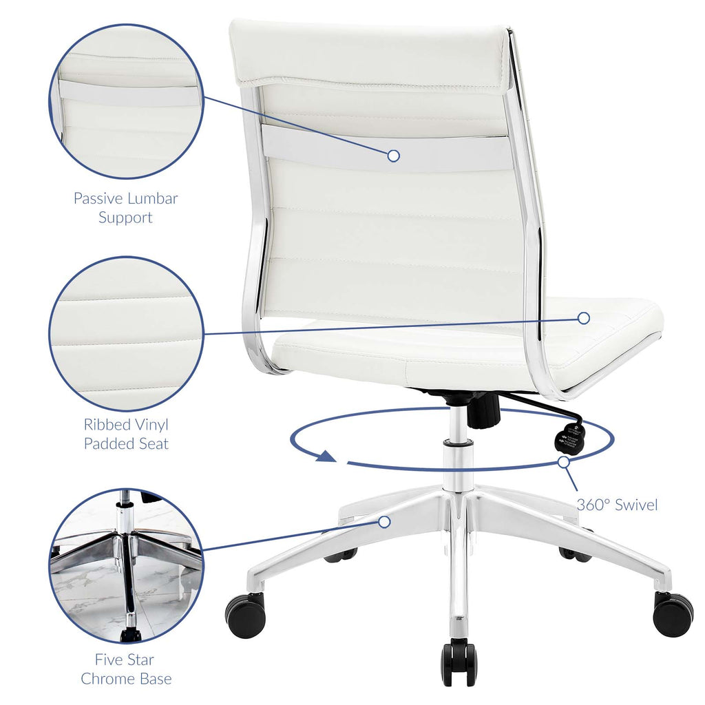 Jive Armless Mid Back Office Chair in White