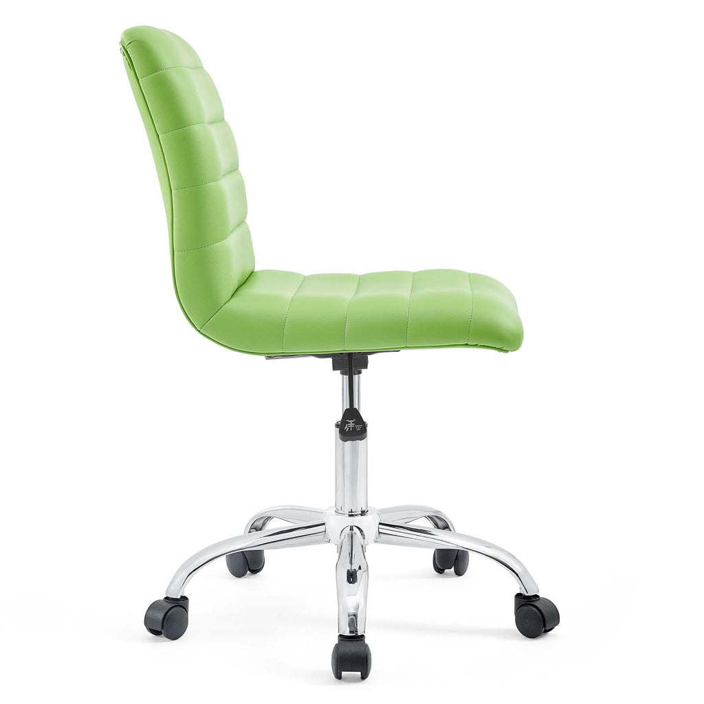 Ripple Armless Mid Back Vinyl Office Chair in Bright Green