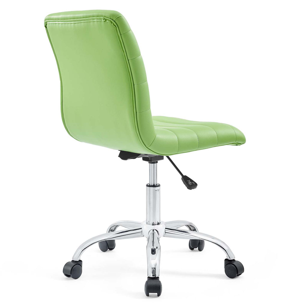 Ripple Armless Mid Back Vinyl Office Chair in Bright Green