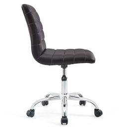 Ripple Armless Mid Back Vinyl Office Chair in Brown