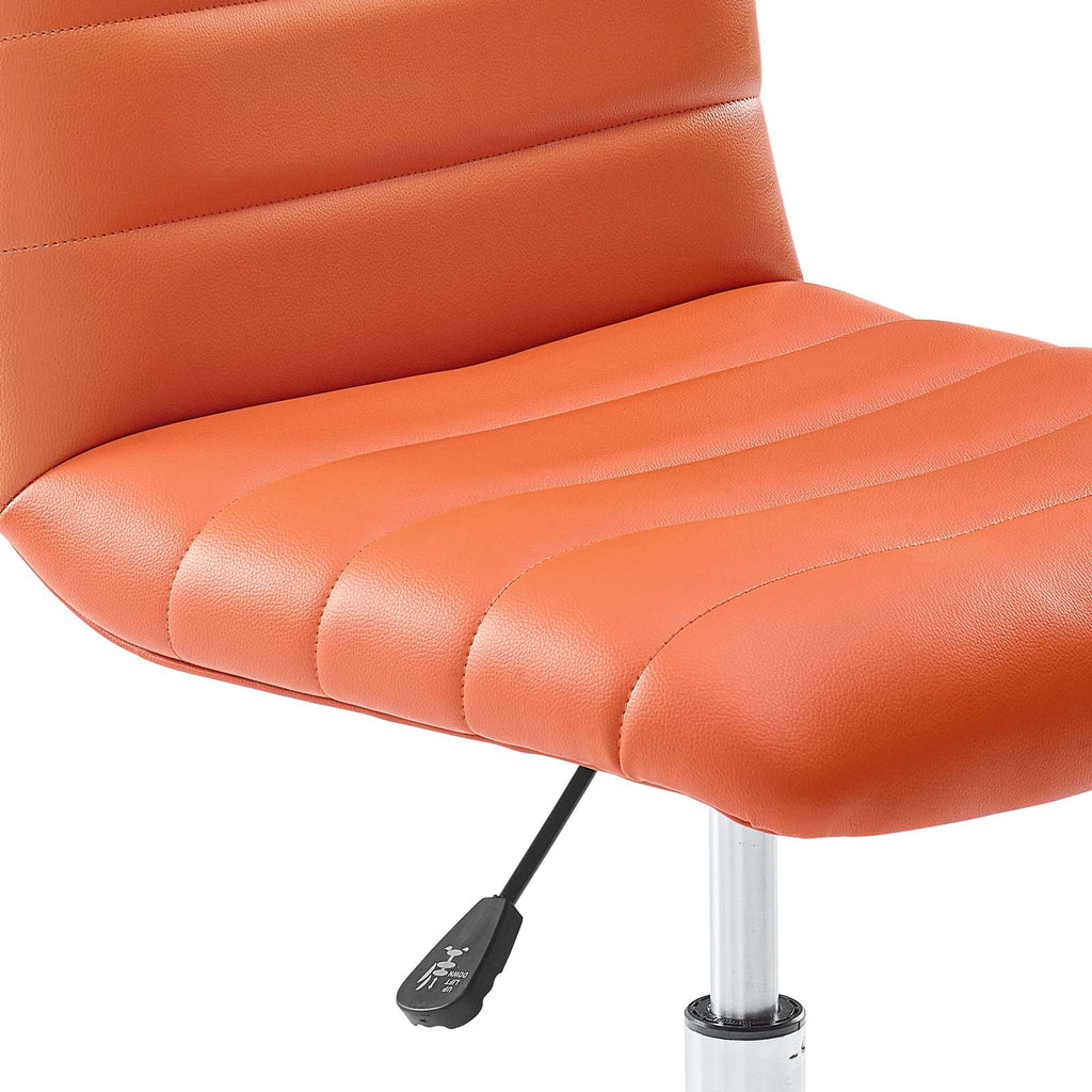 Ripple Armless Mid Back Vinyl Office Chair in Orange