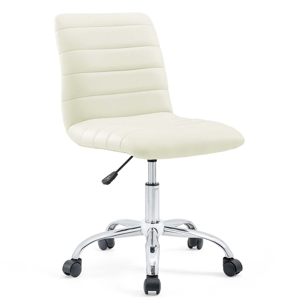 Ripple Armless Mid Back Vinyl Office Chair in White