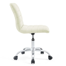 Ripple Armless Mid Back Vinyl Office Chair in White